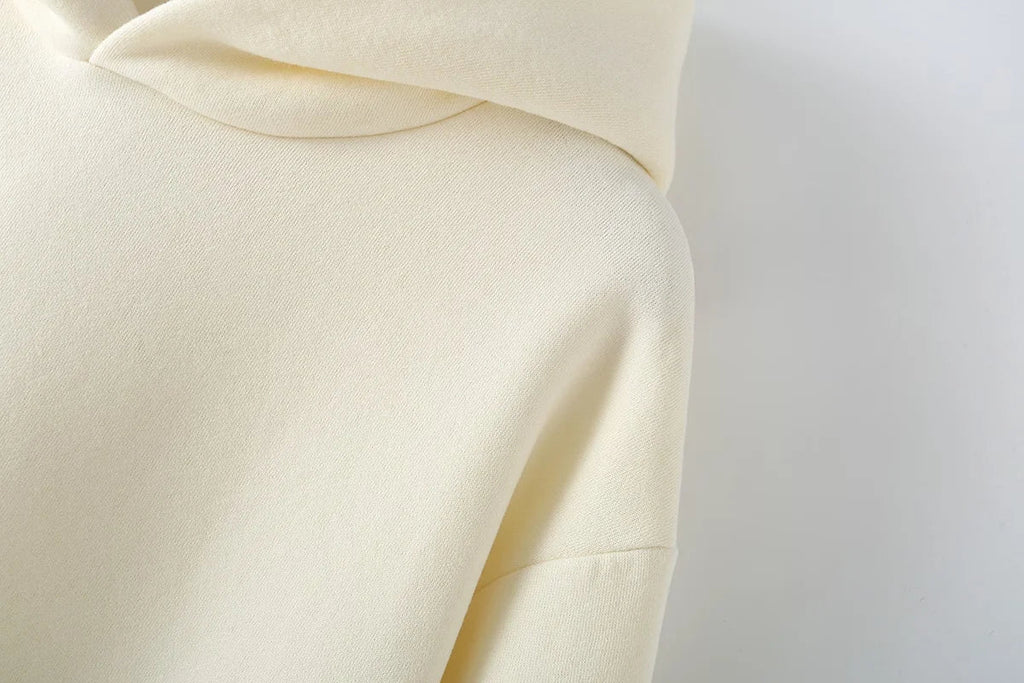 Women's Fleece Coat and Pant Set with Long Sleeve Hooded Sweatshirt and Casual Drawstring Trousers for Office and Everyday Wear