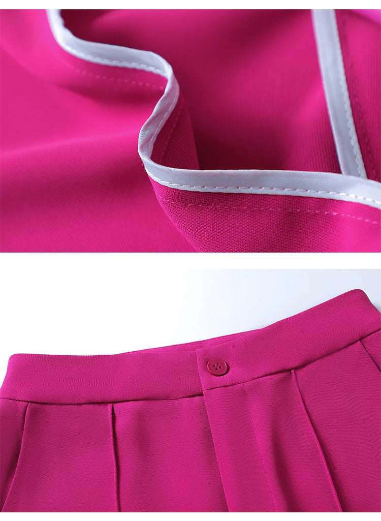 Purple Womens Two Piece Pantsuit Set For Office Work