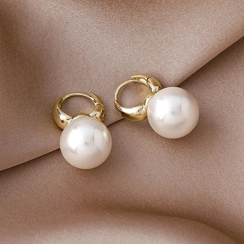 Minimalist Silver Pearl Earrings for Women, Elegant Fashion Wedding Jewelry, Perfect Gift Choice