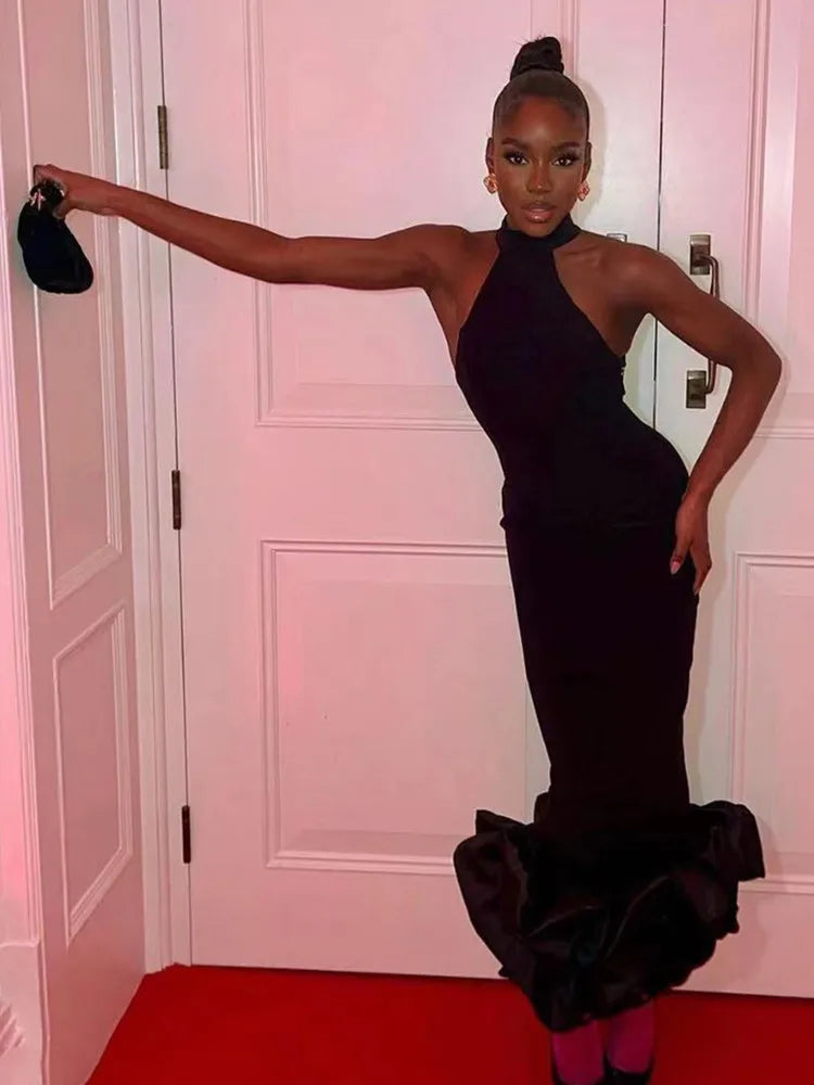 Black Elegant Mermaid Bodycon Dress for Party and Stage