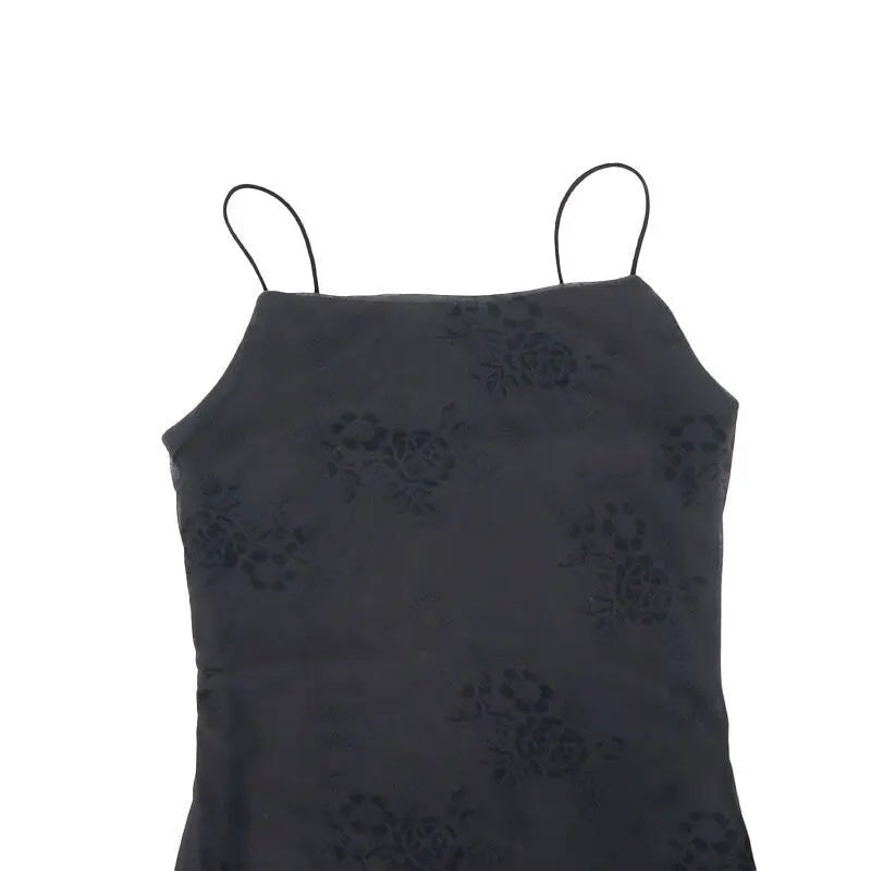 Gothic Floral Sleeveless Patchwork Dress for Party Night