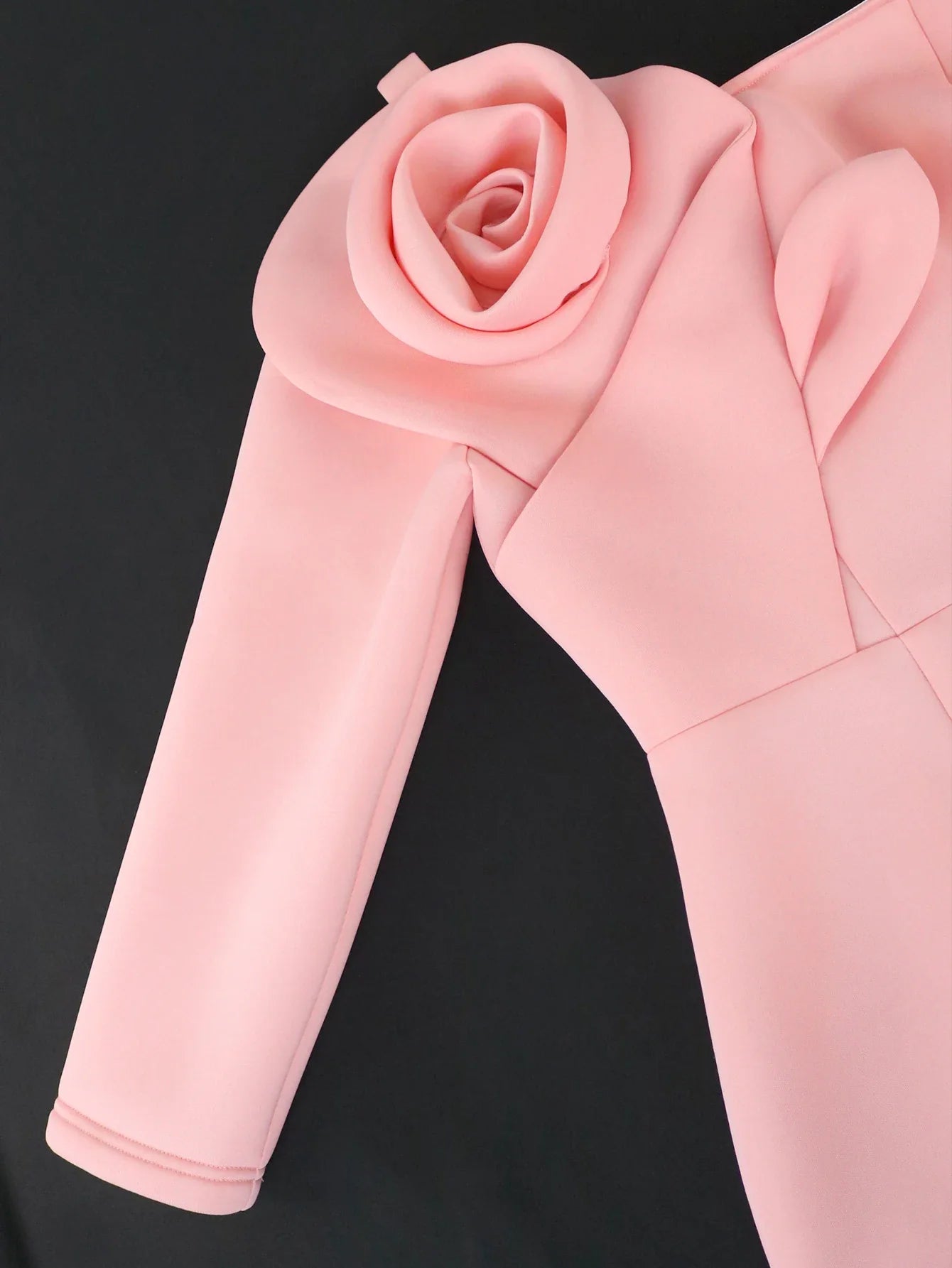 Plus Size Pink Off Shoulder Long Sleeve Bodycon Dress