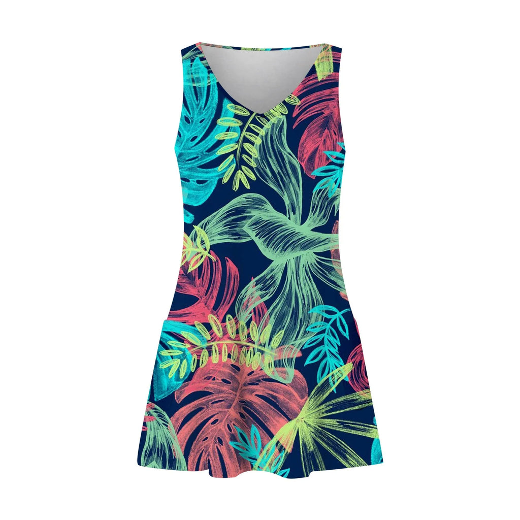 Boho Sundress With Pockets Summer Beach Dress V Neck