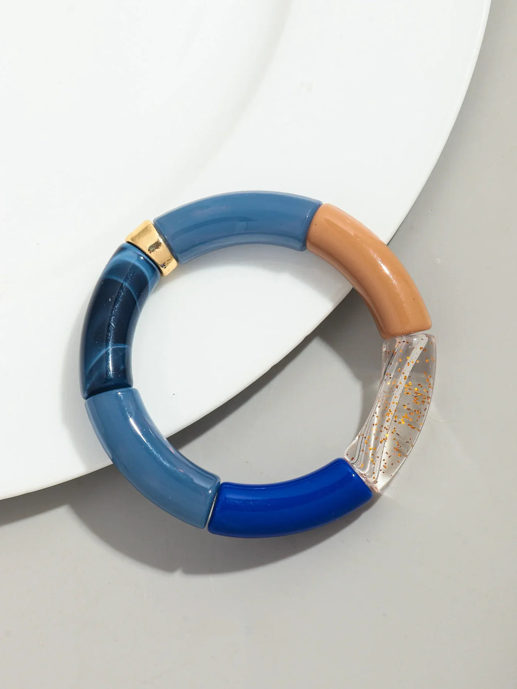 Boho Chunky Bamboo Stackable Bracelet for Women with Colorful Tube Beads and Elastic Design