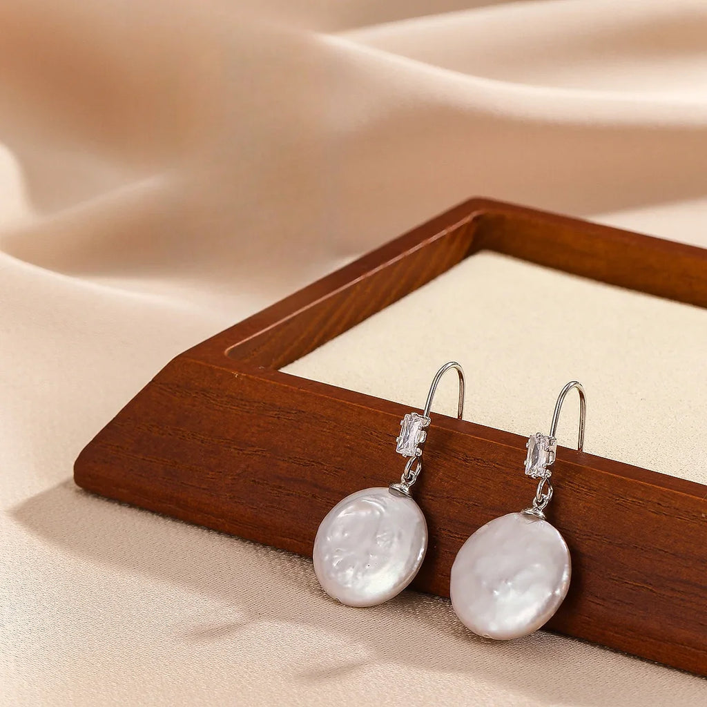 Minimalist Silver Pearl Earrings for Women, Elegant Fashion Wedding Jewelry, Perfect Gift Choice