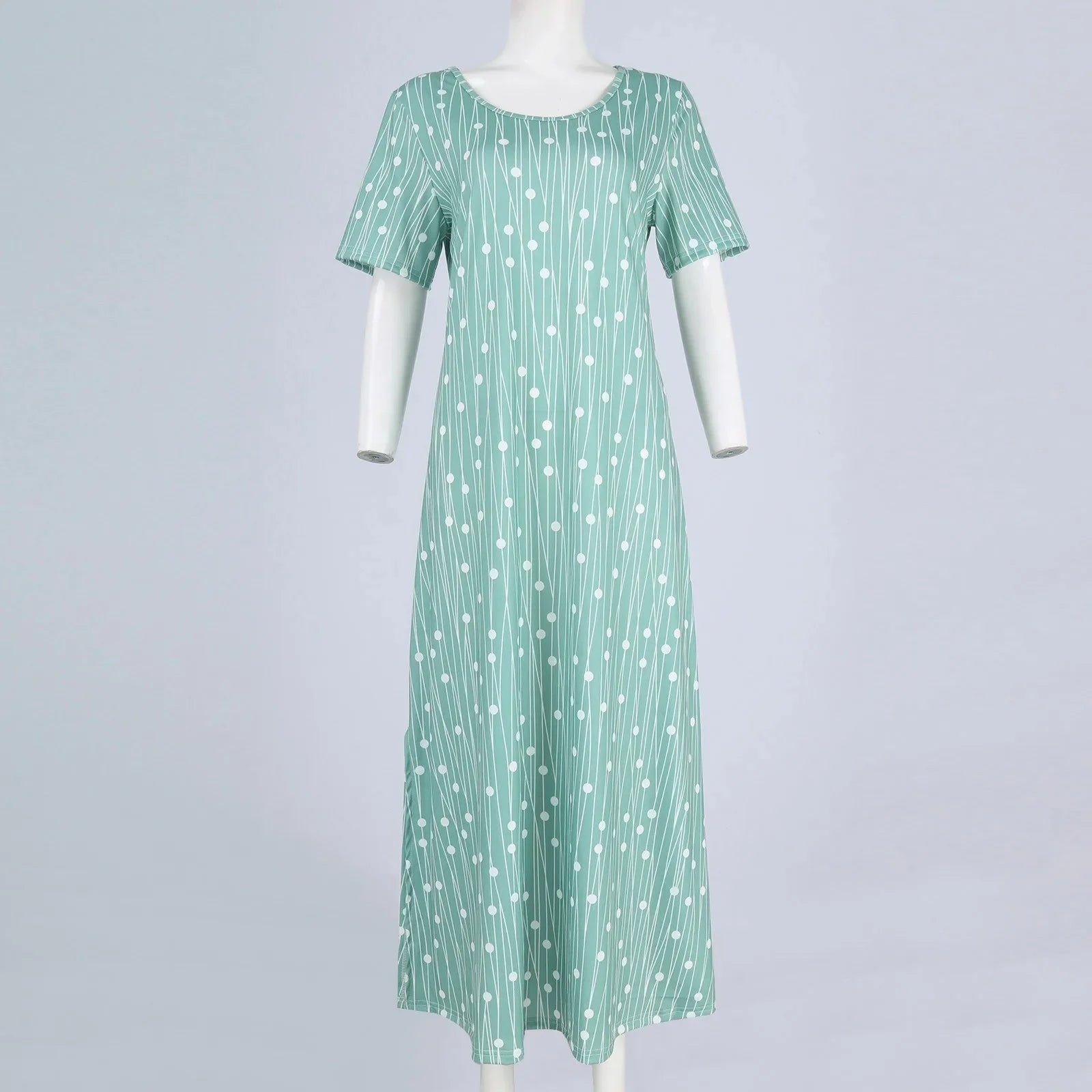 Women Allover Print Dress With Round Neck Short Sleeves