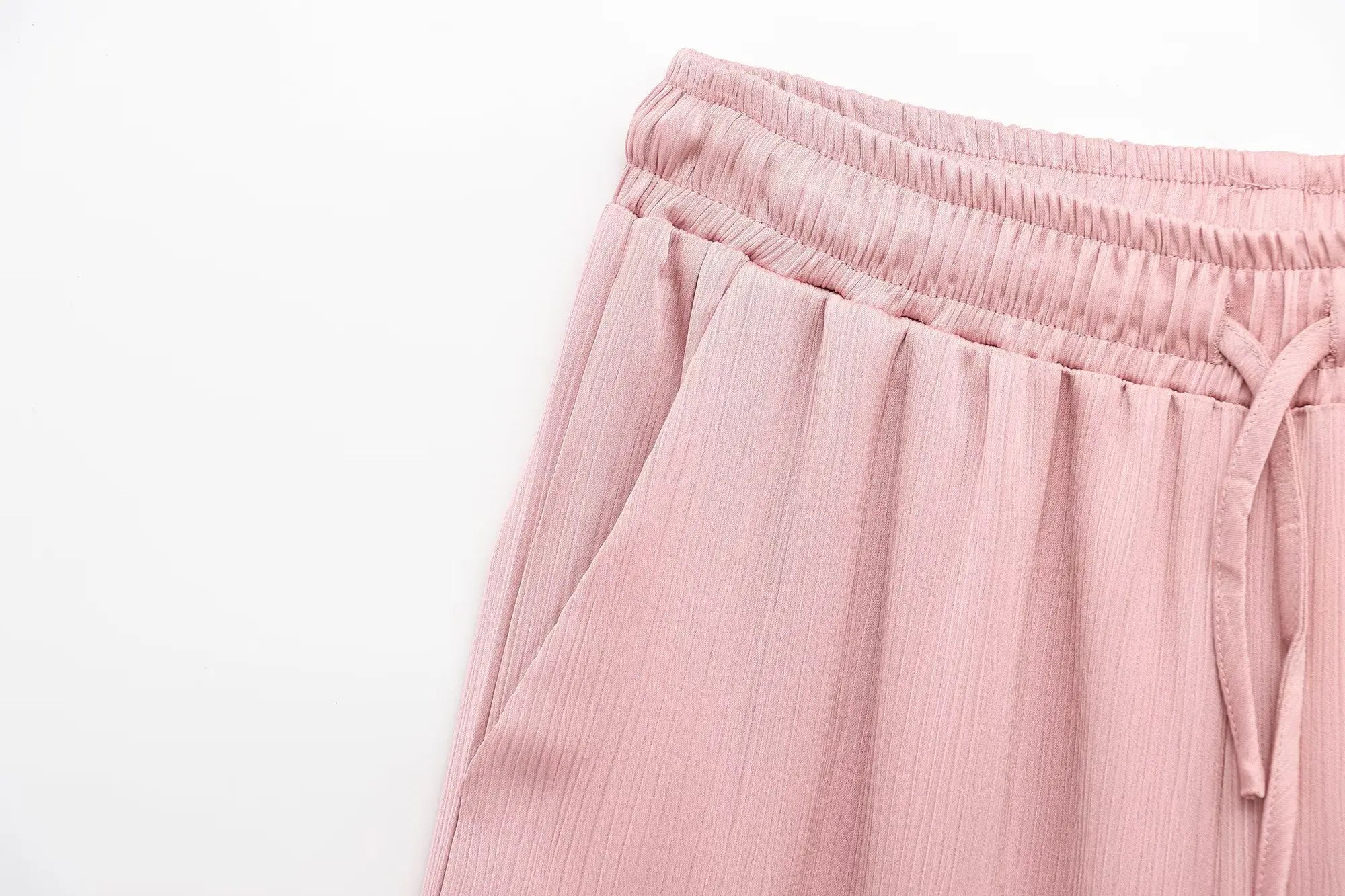 Chic Vintage Pink Loose Blazer and High Waist Wide Leg Pants Set for Women