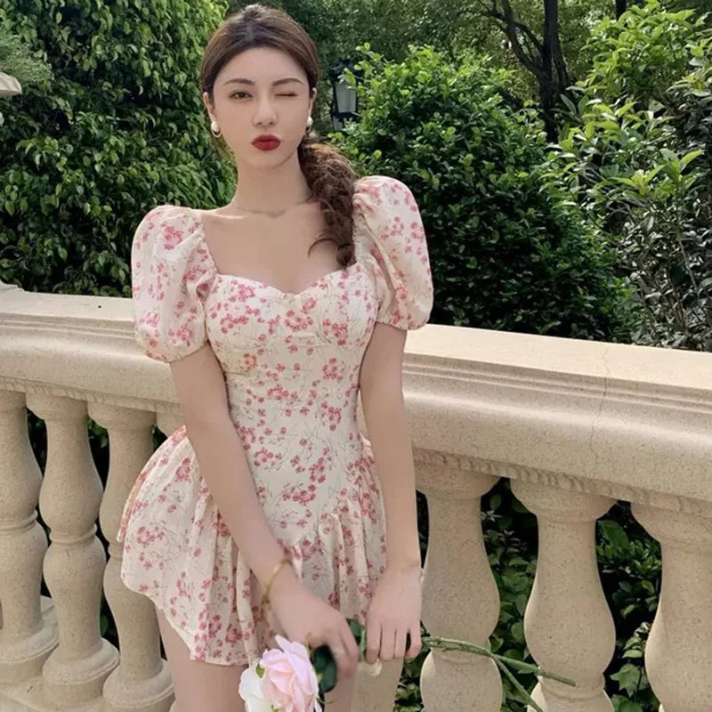 Floral Summer Dress For Women High Waist Off Shoulder