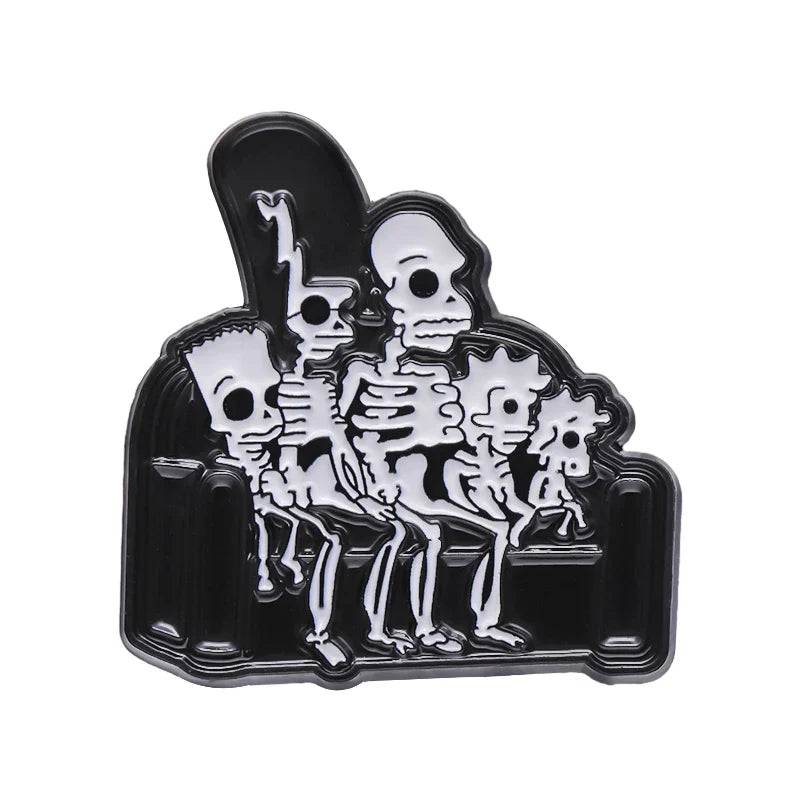 Animated Punk Skull Enamel Brooch Funny Cartoon Metal Pin for Backpack and Lapel Accessories Gift