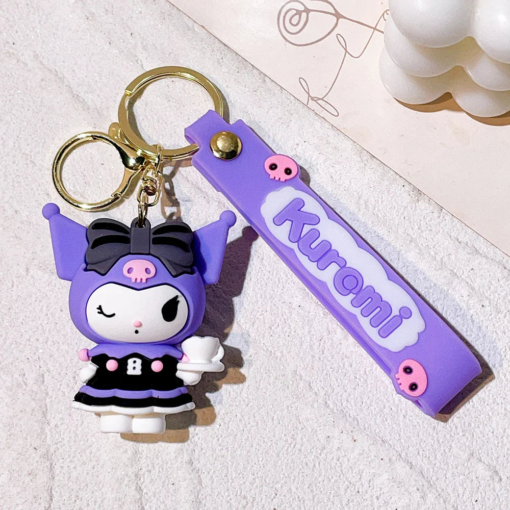 Kawaii Sanrio Kuromi Keychain PVC Doll Cartoon Anime Bag Pendant Car Keyring Accessory