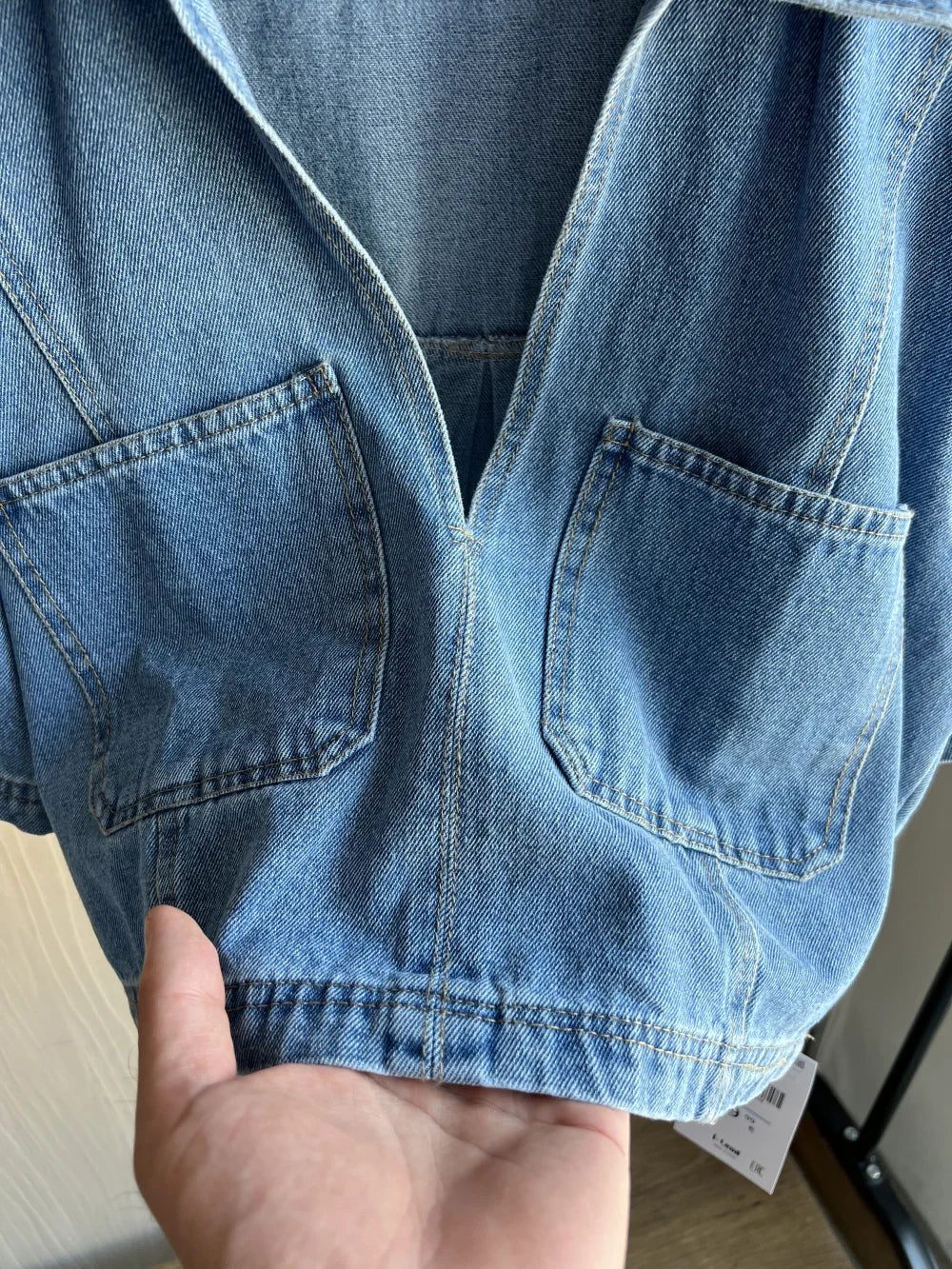 Sexy V Neck Loose Fit Short Denim Top with Asymmetrical Culottes Two Piece Denim Suit for Women