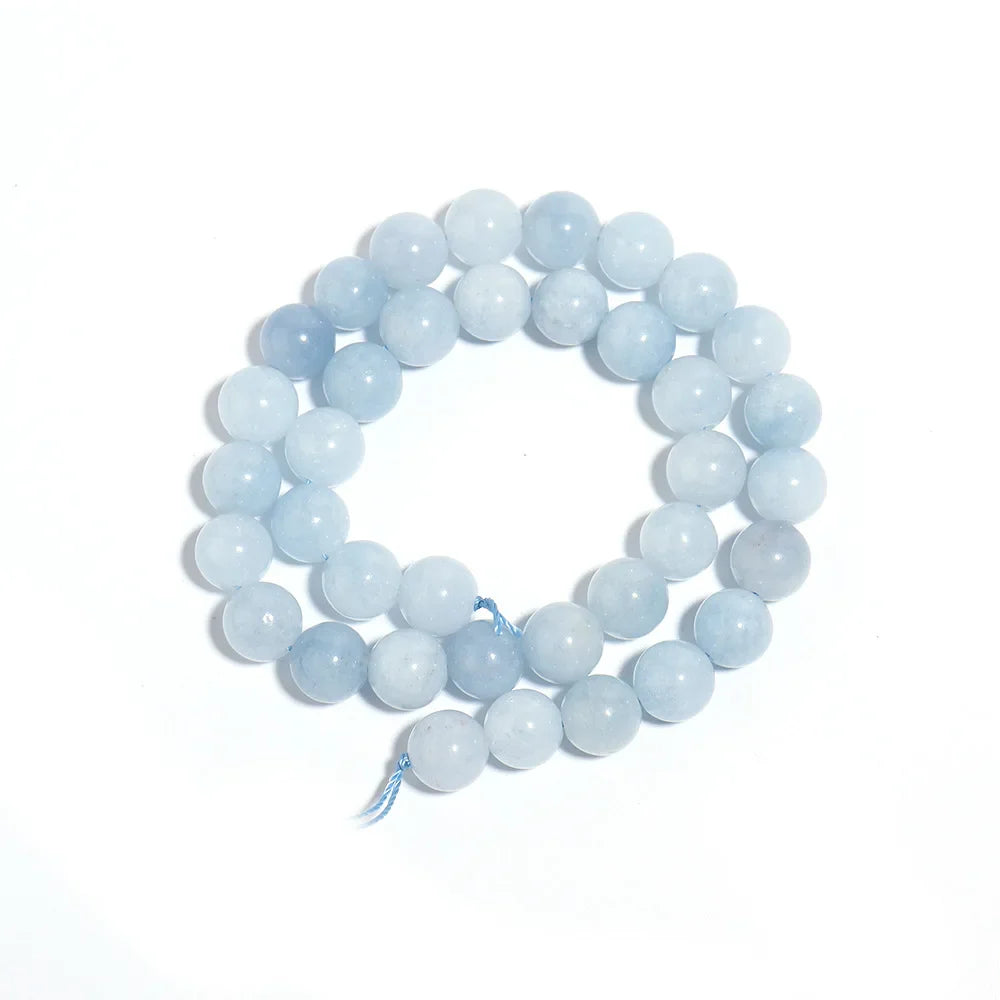 Natural Aquamarine Stone Beads Blue Round Gemstone Beads for DIY Jewelry Making and Accessories