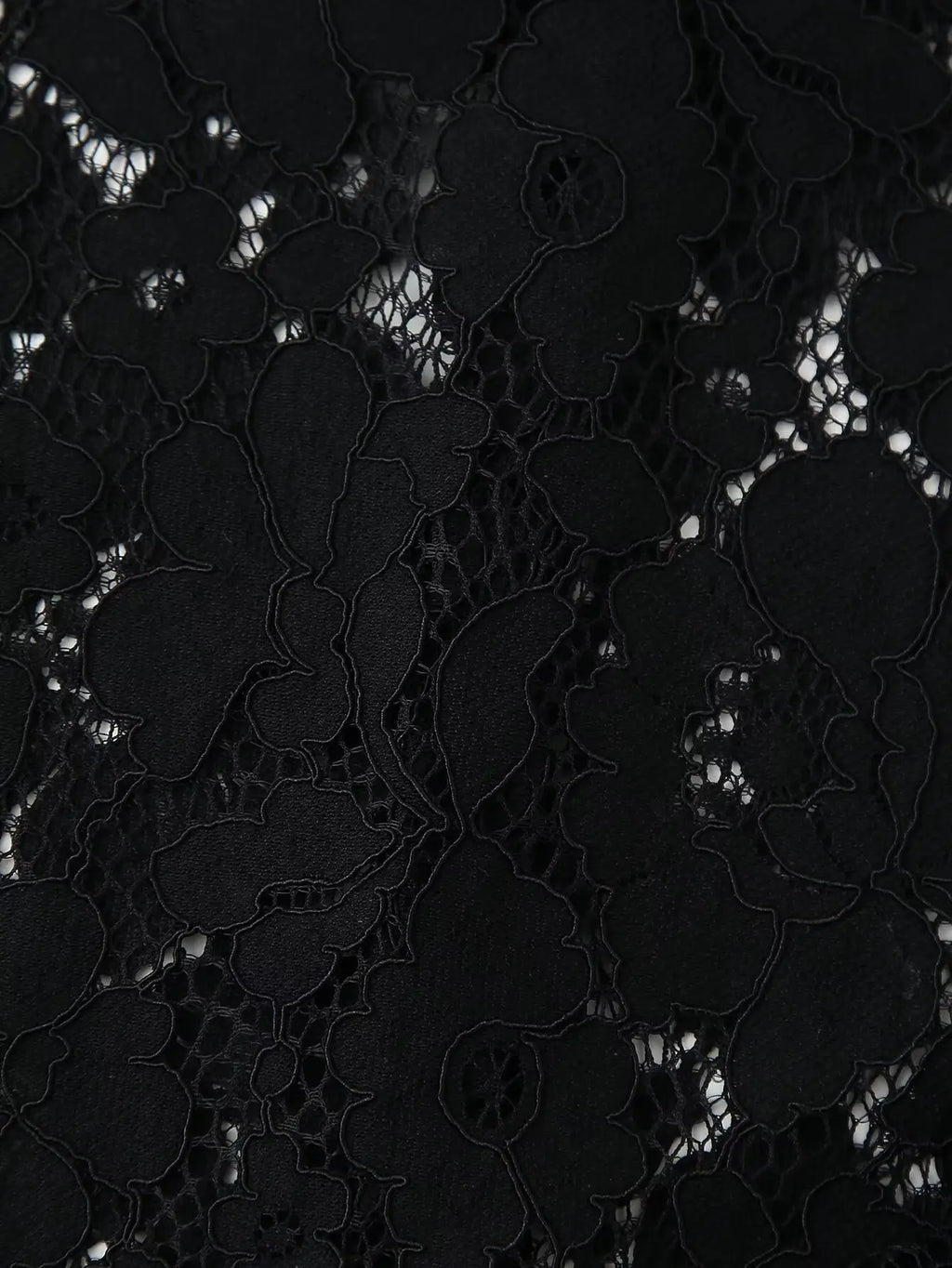 Black Lace Embroidered Short Shirt with Long Sleeves Elegant Autumn and Winter Fashion Top