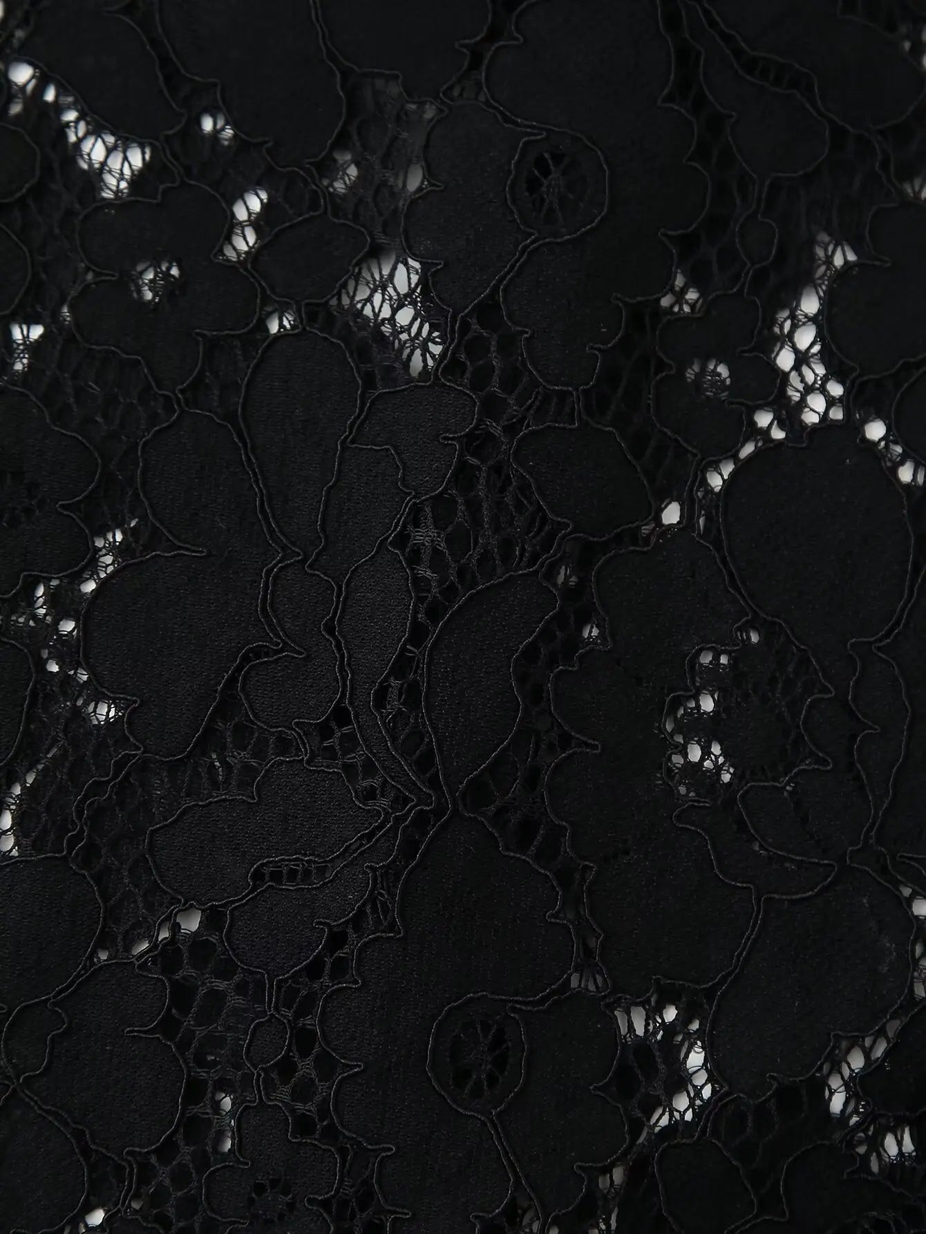 Black Lace Embroidered Short Shirt with Long Sleeves Elegant Autumn and Winter Fashion Top