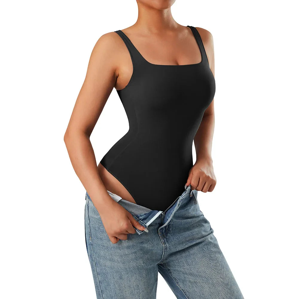 Slim Fit Casual Bodysuit for Women Sleeveless Cotton Sportswear Bodycon Jumpsuit Romper Shapewear Playsuit