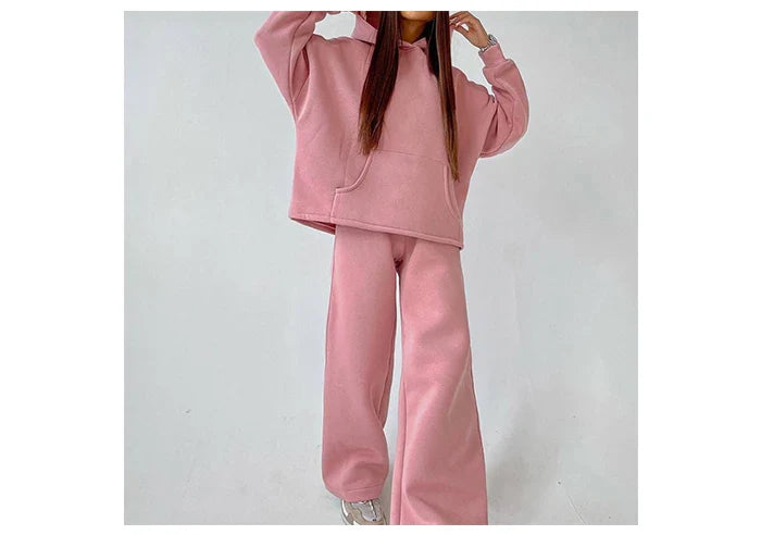 Women Oversized Tracksuit Set with Hoodie and Sweatpants Comfortable Two Piece Outfit