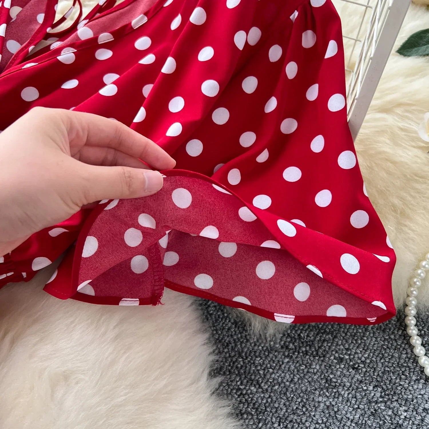 Elegant Polka Dot Romper for Women V-Neck Short Sleeve High Waist Wide Leg Jumpsuit Loose Fit Summer Playsuit