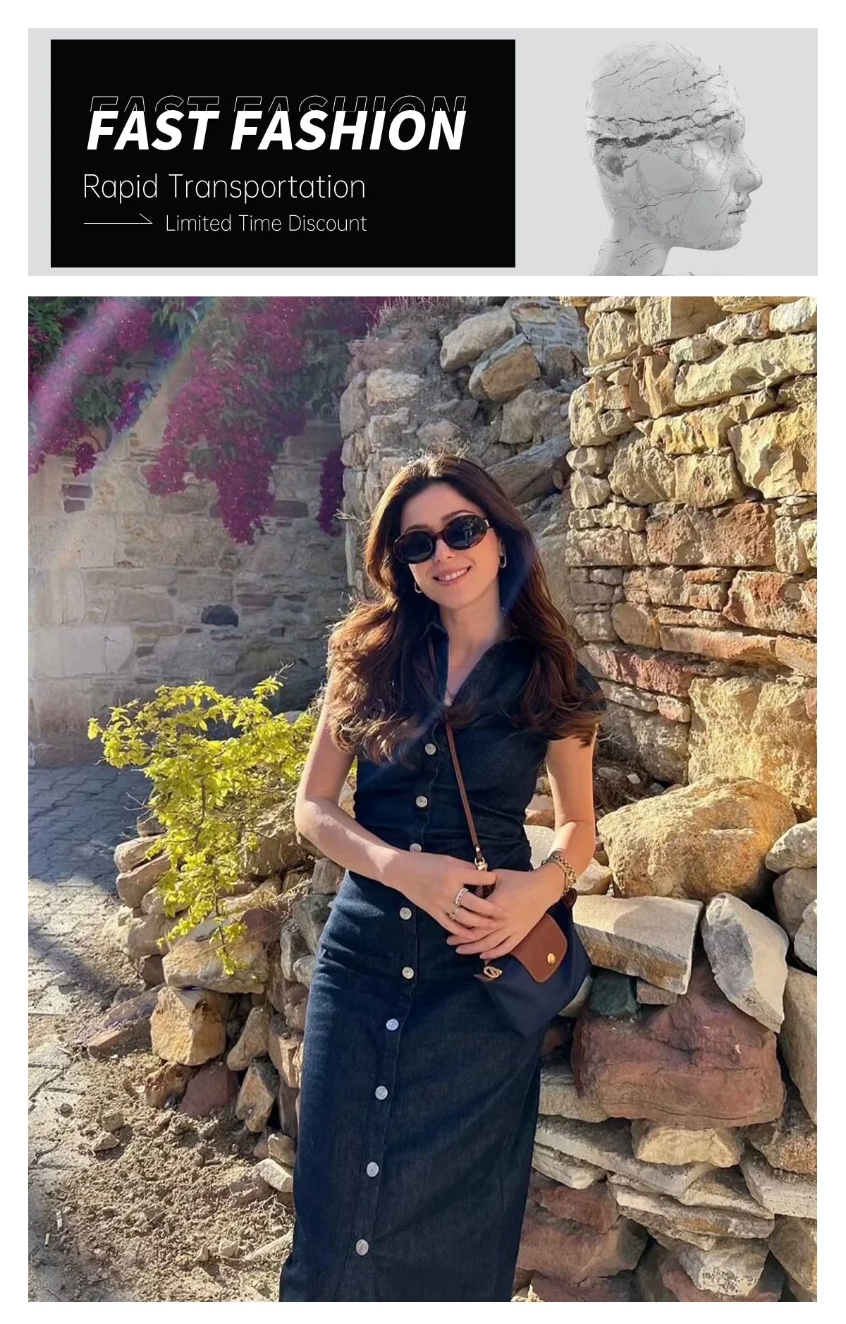 Casual Sleeveless Shirt Dress For Women Flip Collar Midi