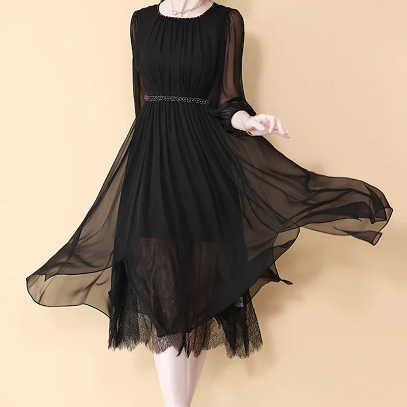 Silk Lace Maxi Dress for Women Half Sleeve Bodycon Elegant