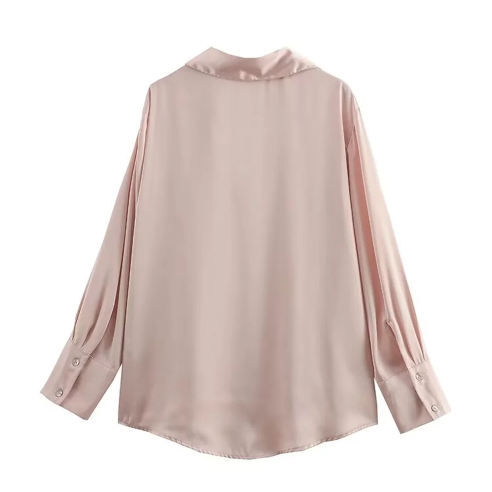 Women's Casual Loose Silk Satin Shirt with Versatile Soft Texture and Elegant Design
