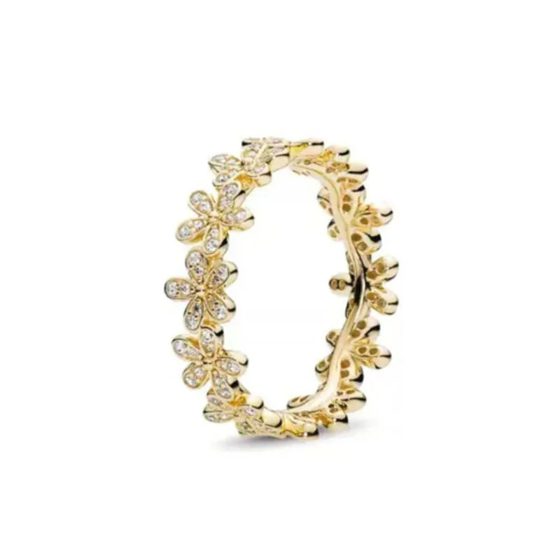 Classic Square Heart Shaped 925 Sterling Silver Ring in Exquisite Gold Color for Jewelry Gift