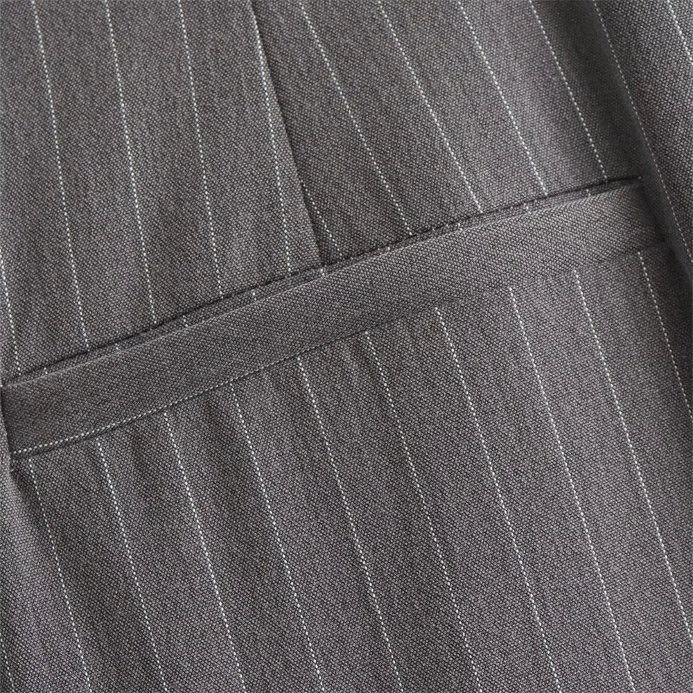 Striped Suit Set For Women With Jacket And Wide Leg Pants