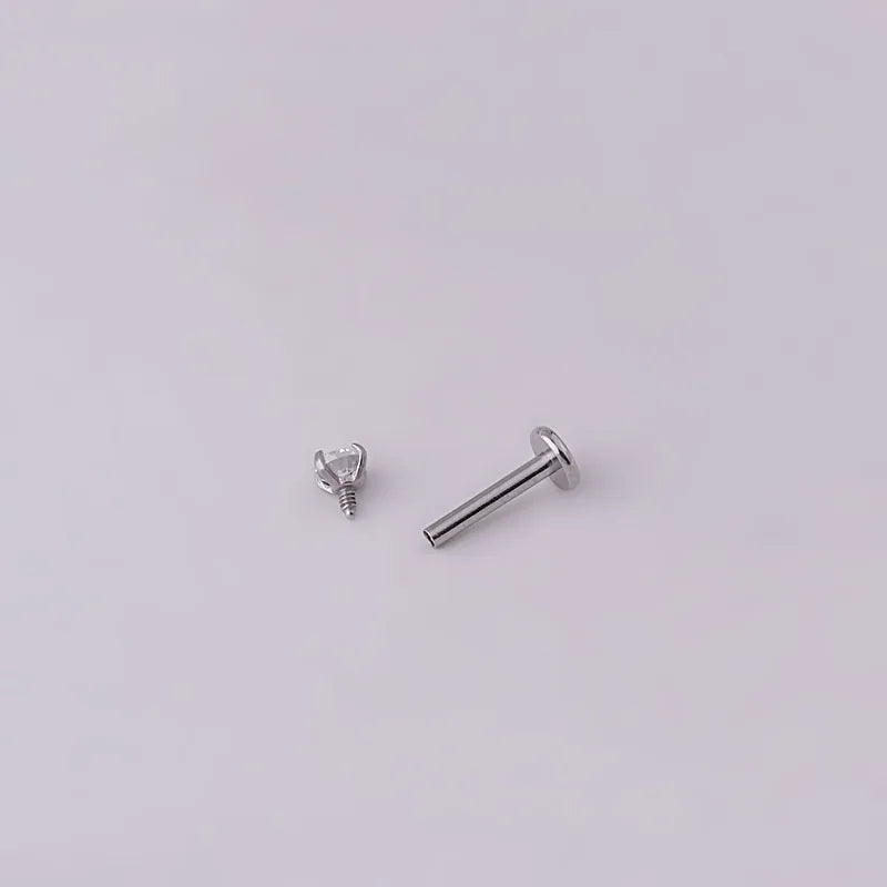 2pcs Stainless Steel Tragus Earrings with Crystal Labret and Small Helix Cartilage Studs for Women Body Jewelry