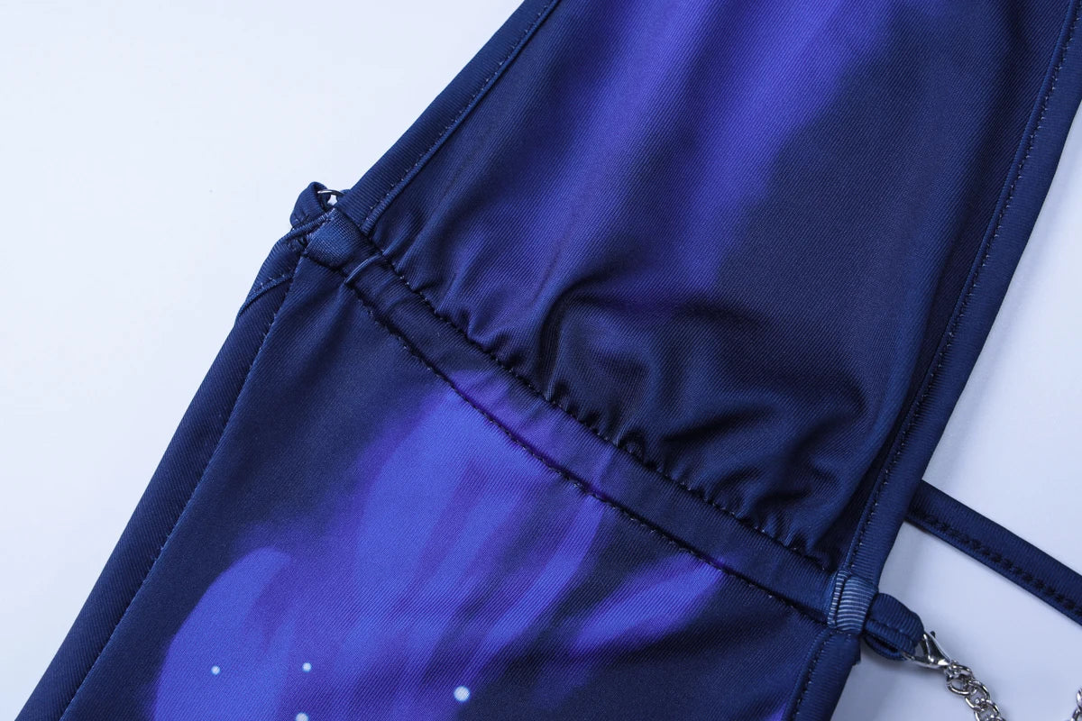 Halter Backless Patchwork Flower Print Maxi Dress Elegant