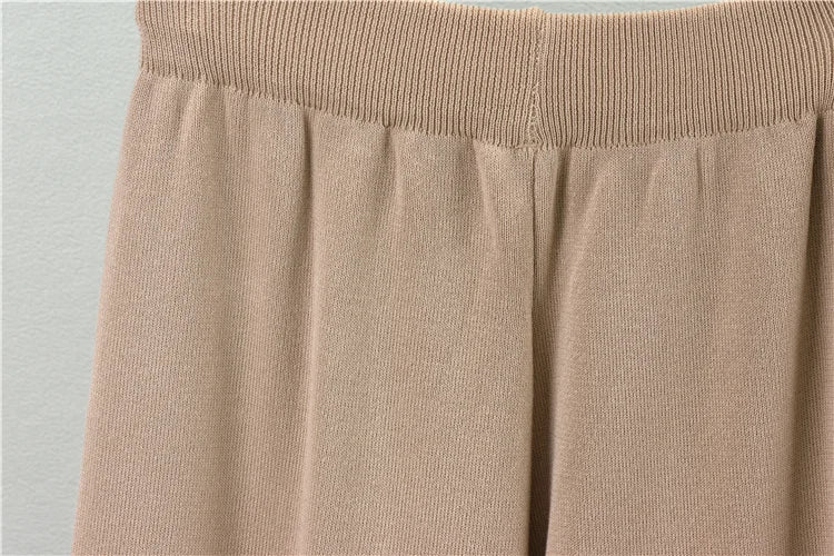 Women's 3 Piece Knit Tracksuit Set with Sexy Vest Long Sleeve Cardigan and Elastic Waist Pants