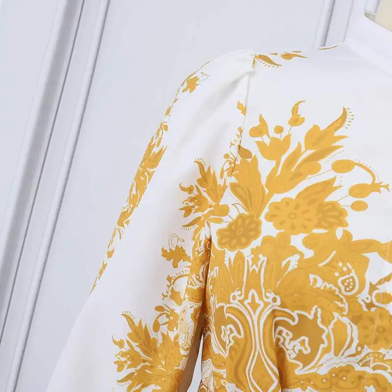 Bohemian Maxi Shirt Dress Belted Long Sleeve Floral Print