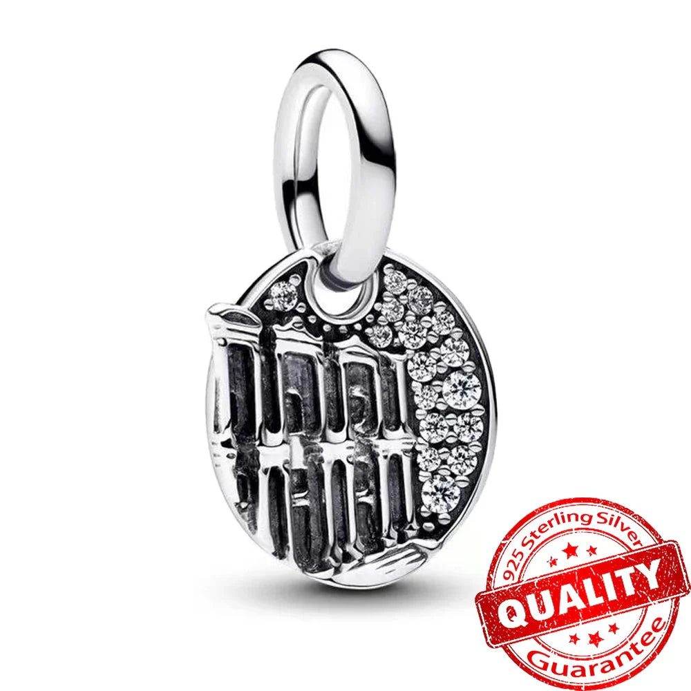 925 Sterling Silver Coral Seahorse and Lotus Fish Pendant for DIY Bracelet and Necklace Crafting