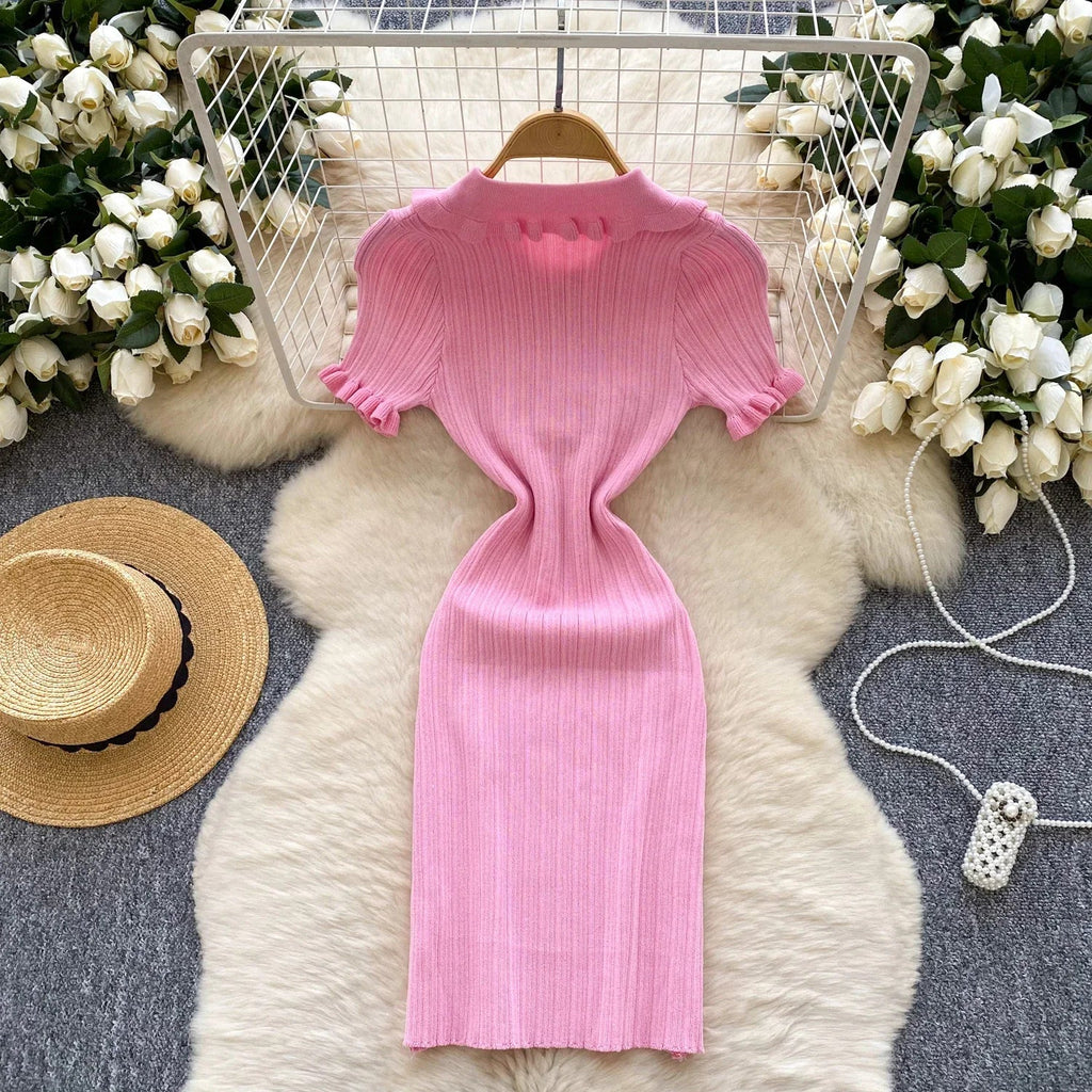 Knit Bodycon Sundress for Women With Striped Pattern