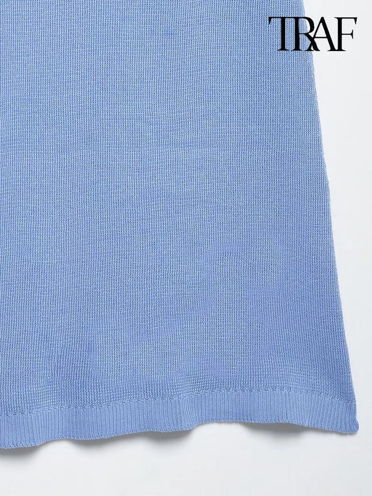 French Chic Solid Color Round Neck Mini Dress For Women