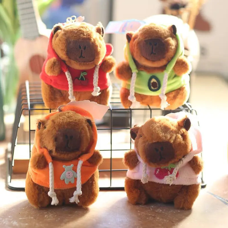Cute Cartoon Capybara Plush Keychain Pendant Doll Bag Ornament with Clothes