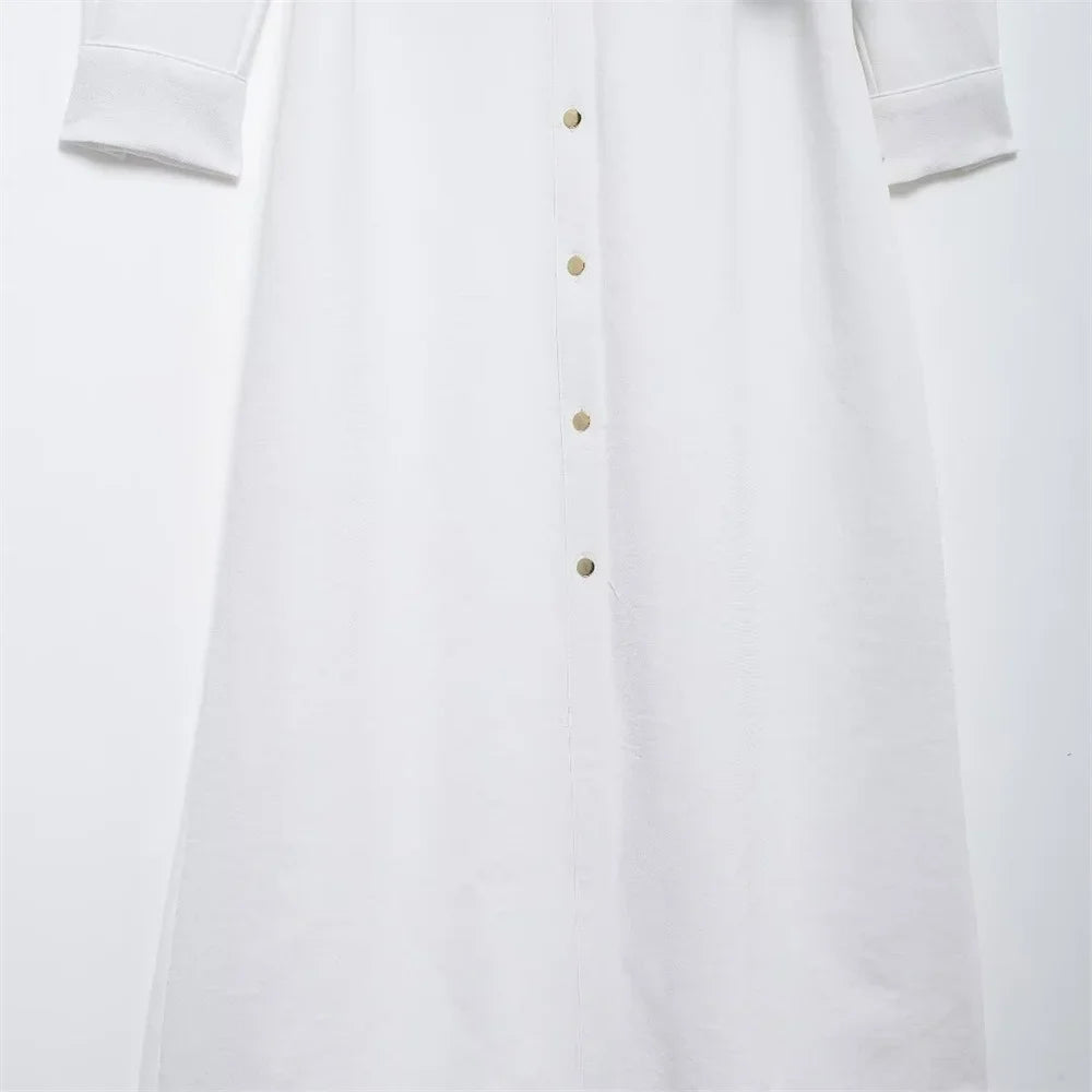 Belted Midi Shirt Dress With Flip Collar For Everyday Wear