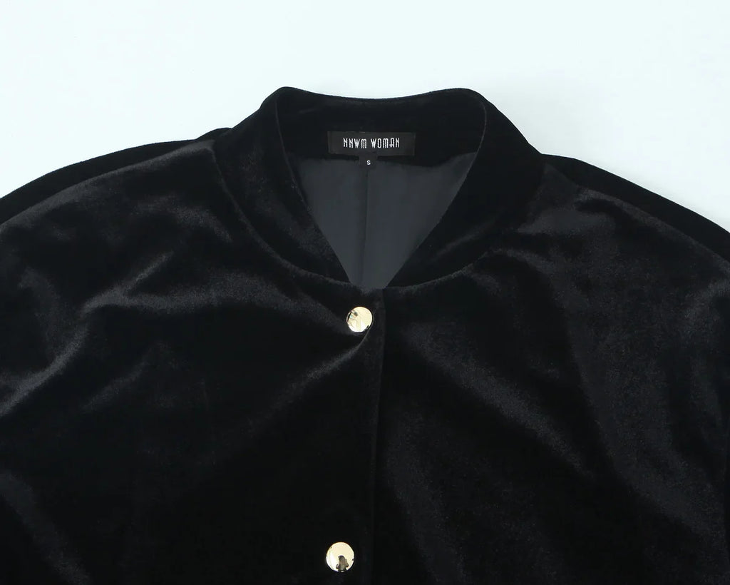 Women's Fashion Velvet Trouser Set with Wide Leg Pants and Long Sleeve Coat Top for Stylish Streetwear Outfit