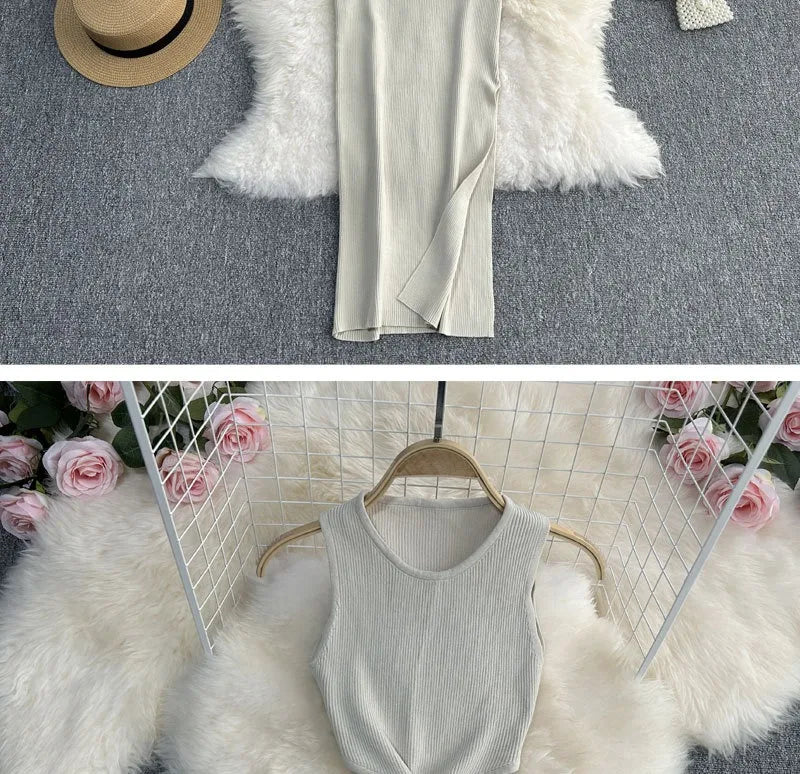 Knot Hollow Out Waist Knitted Bodycon Maxi Dress For Women