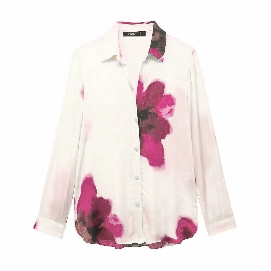 Floral Print Button-Up Shirt and Elastic Waist Wide Leg Pants Summer Set for Women