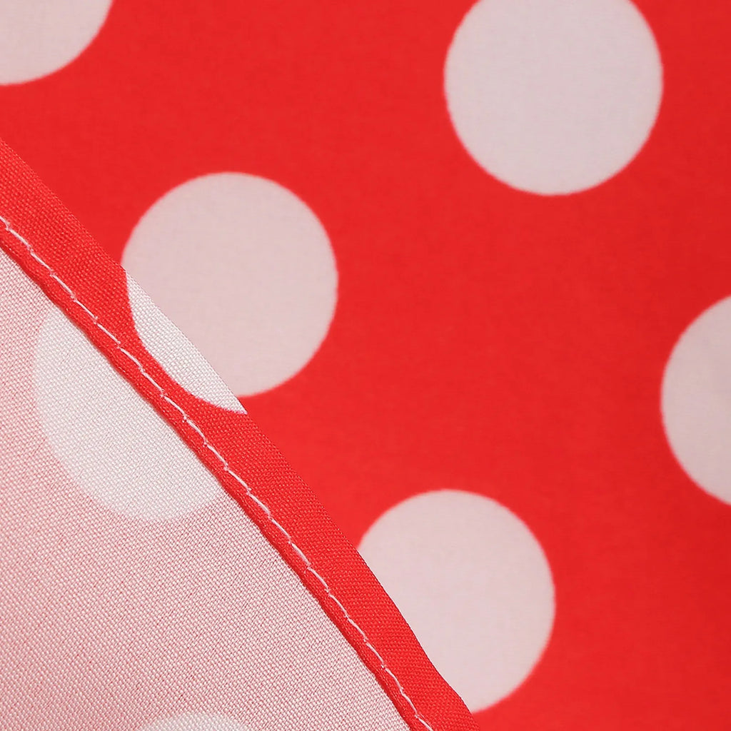 Retro Polka Dot Lace Up Backless Dress With Swing Puff