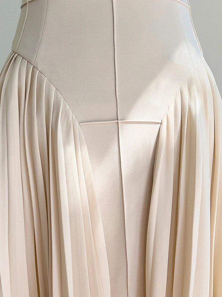 Elegant Square Collar Sleeveless High Waist Summer Dress