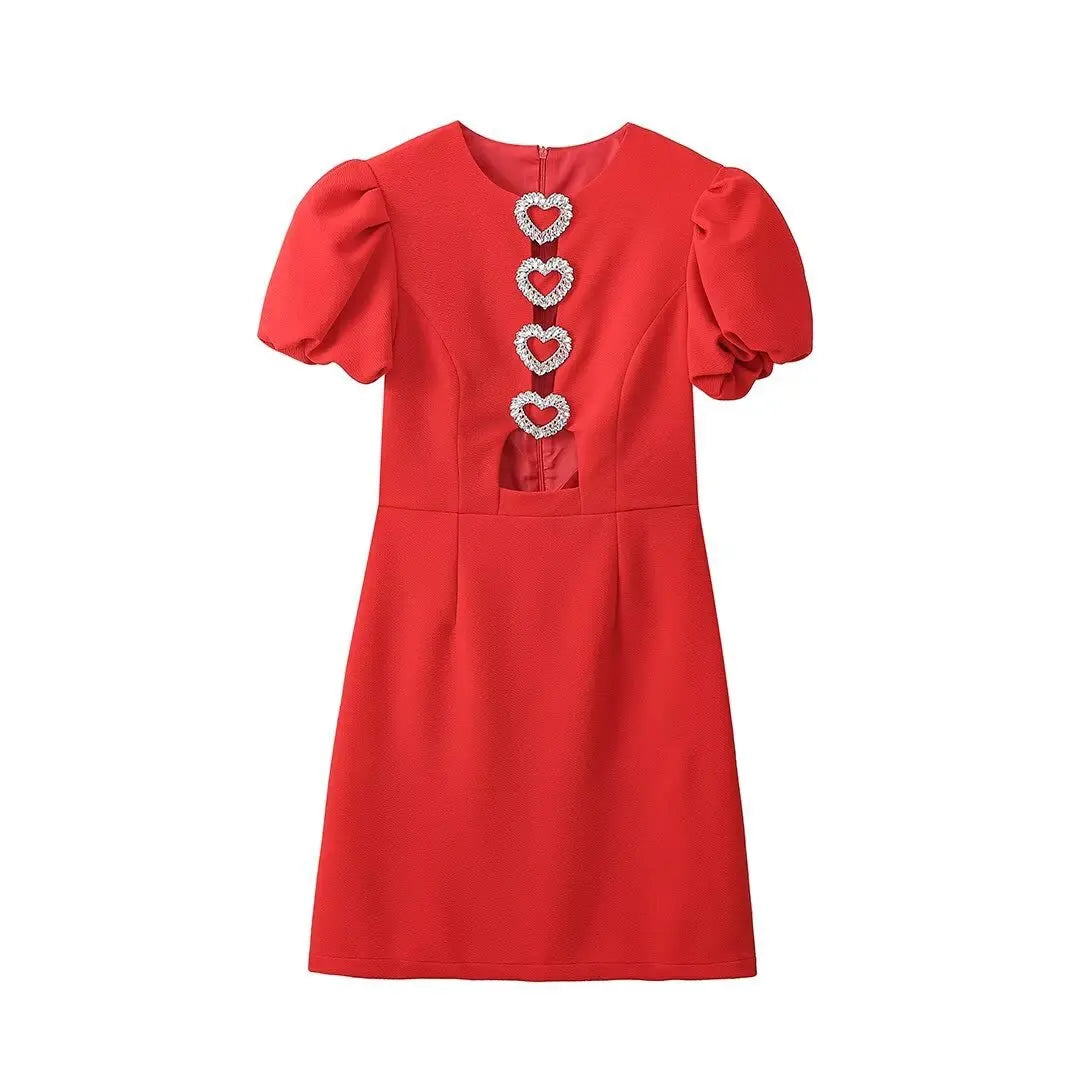 Elegant Red Bowknot A Line Mini Dress For Party Evening