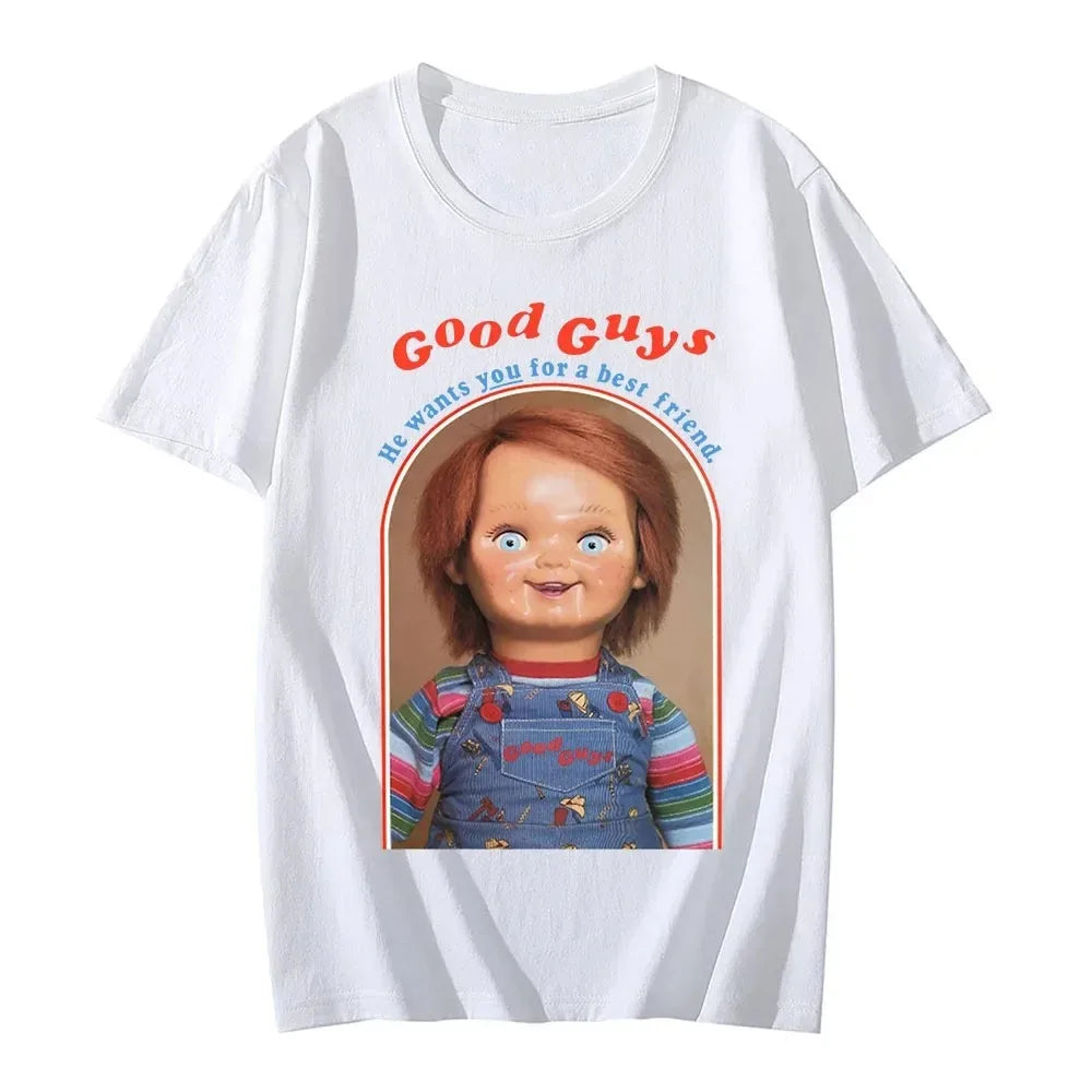 Chucky Graphic Print Cotton T-Shirt for Women Casual Short Sleeves Harajuku Unisex Tee