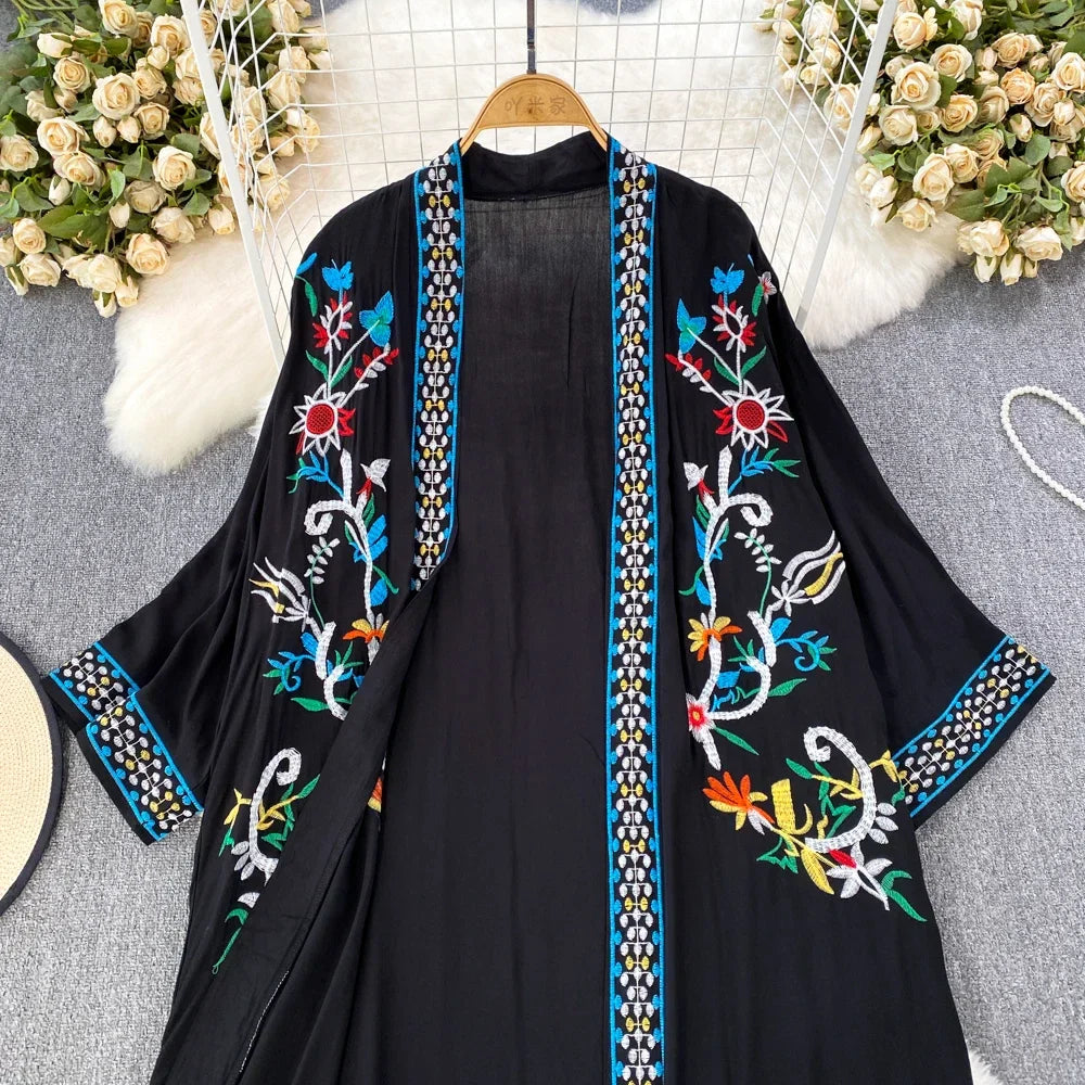 Bohemian Embroidered Floral Dress For Women Beachwear