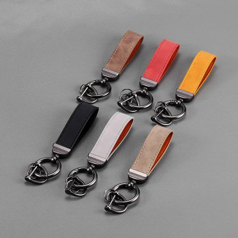 PU Leather Keychain Car Key Ring Holder for Men and Women - Stylish Key Strap Wallet Accessory in Multiple Colors