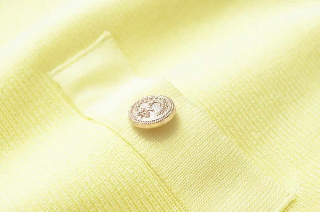 Yellow Knit Pleated Hem Mini Dress With Front Pockets