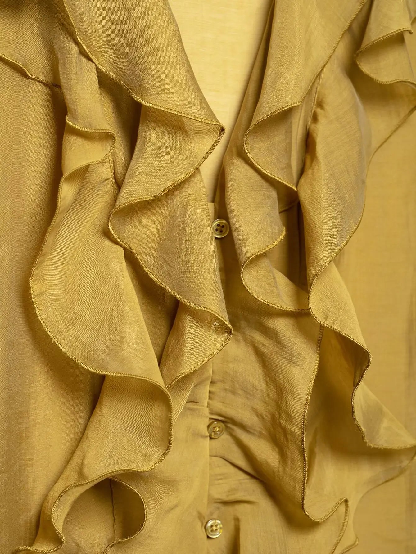 Laminated V Neck Long Sleeve Casual Shirt for Women with Versatile Temperament and Elegant Fit