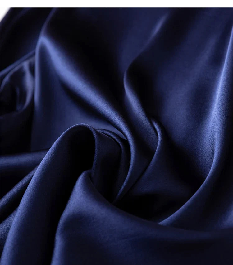 Women Satin Silk Shirt 93% Mulberry Silk 7% Spandex 19 Momme Classic Long Sleeve Blouse Solid Color Office Top for Women M L XL XXL