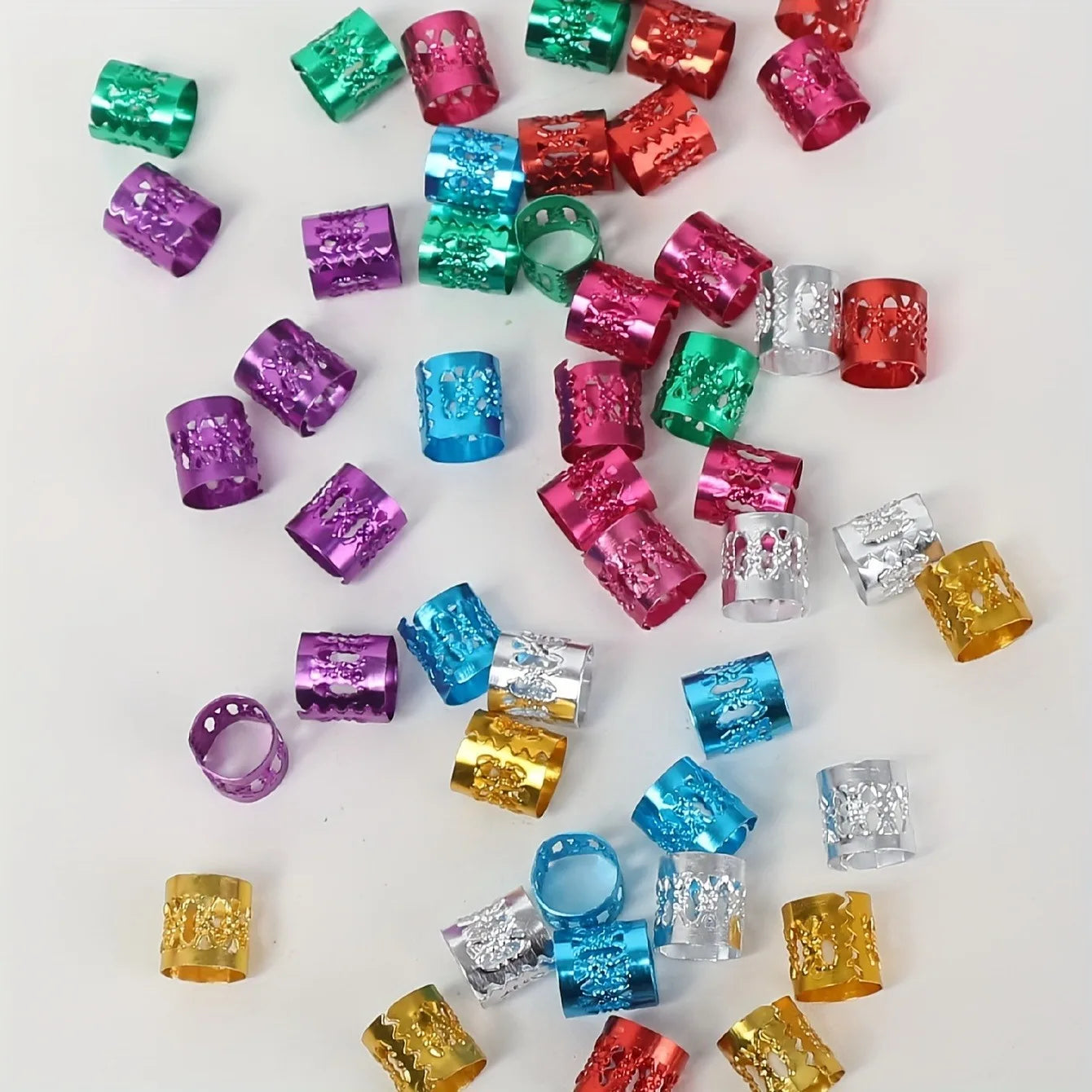 50pcs Metal Hair Braid Rings and Clips for Dreadlocks and Braiding Accessories