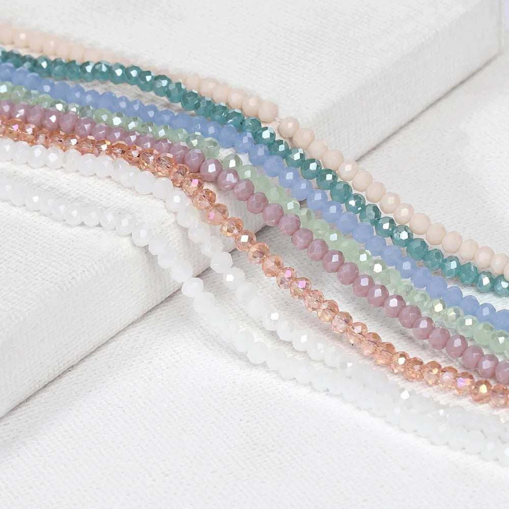 120 Pieces Crystal Glass Rondelle Beads Faceted Round Loose Spacer Beads for Jewelry Making