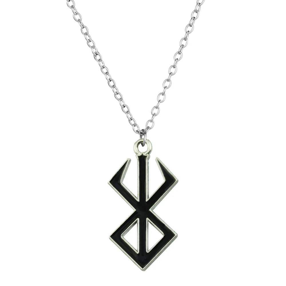Norse Viking Symbol Pendant Necklace for Men, Hip Hop Jewelry Inspired by Berserk Mythology